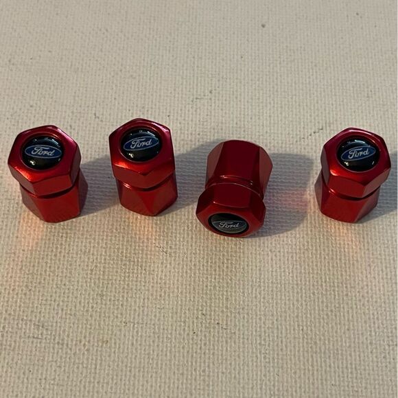 Ford logo valve Stem caps in Red set of 4 NWT - Picture 2 of 4